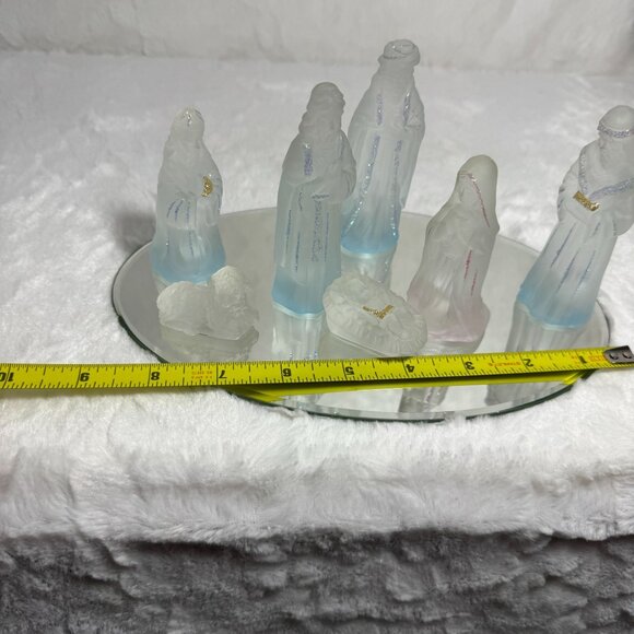 Frosted Glass Nativity Scene Ethereal Winter Landscape Display on Mirror - Picture 6 of 8